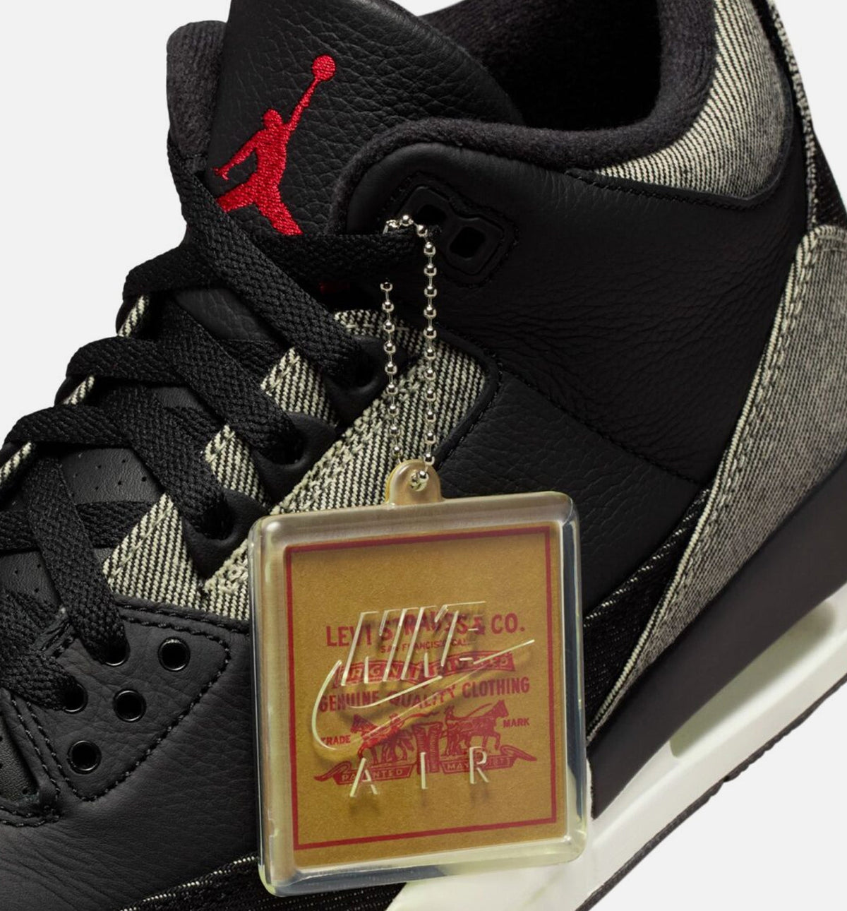 Air Jordan 3 x Levi's Black and White Men's Lifestyle Shoe - Denim/Black/Gym Red