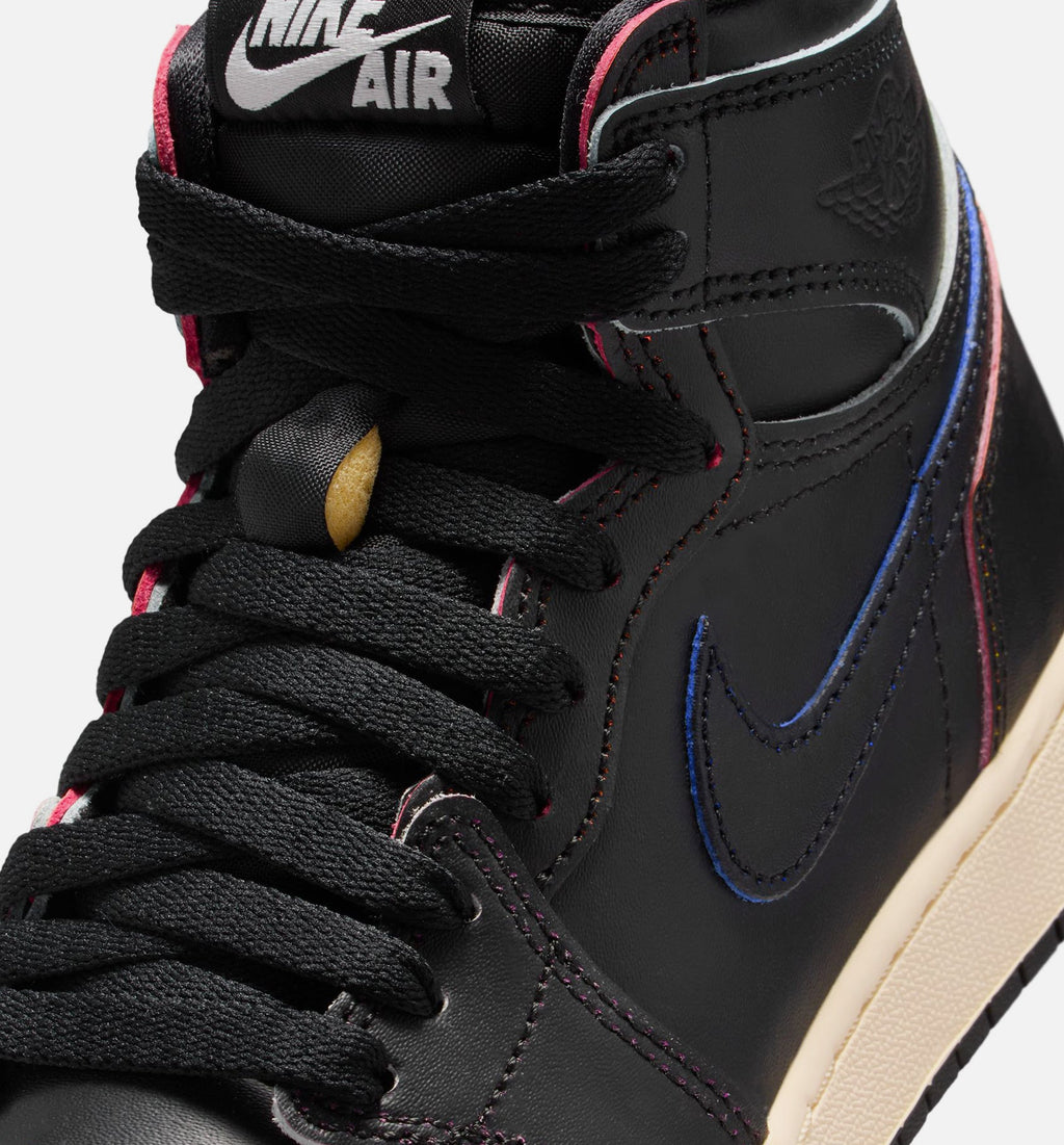 Air Jordan 1 Retro High OG Black and Muslin Grade School Lifestyle Shoe - Black/Black/Muslin