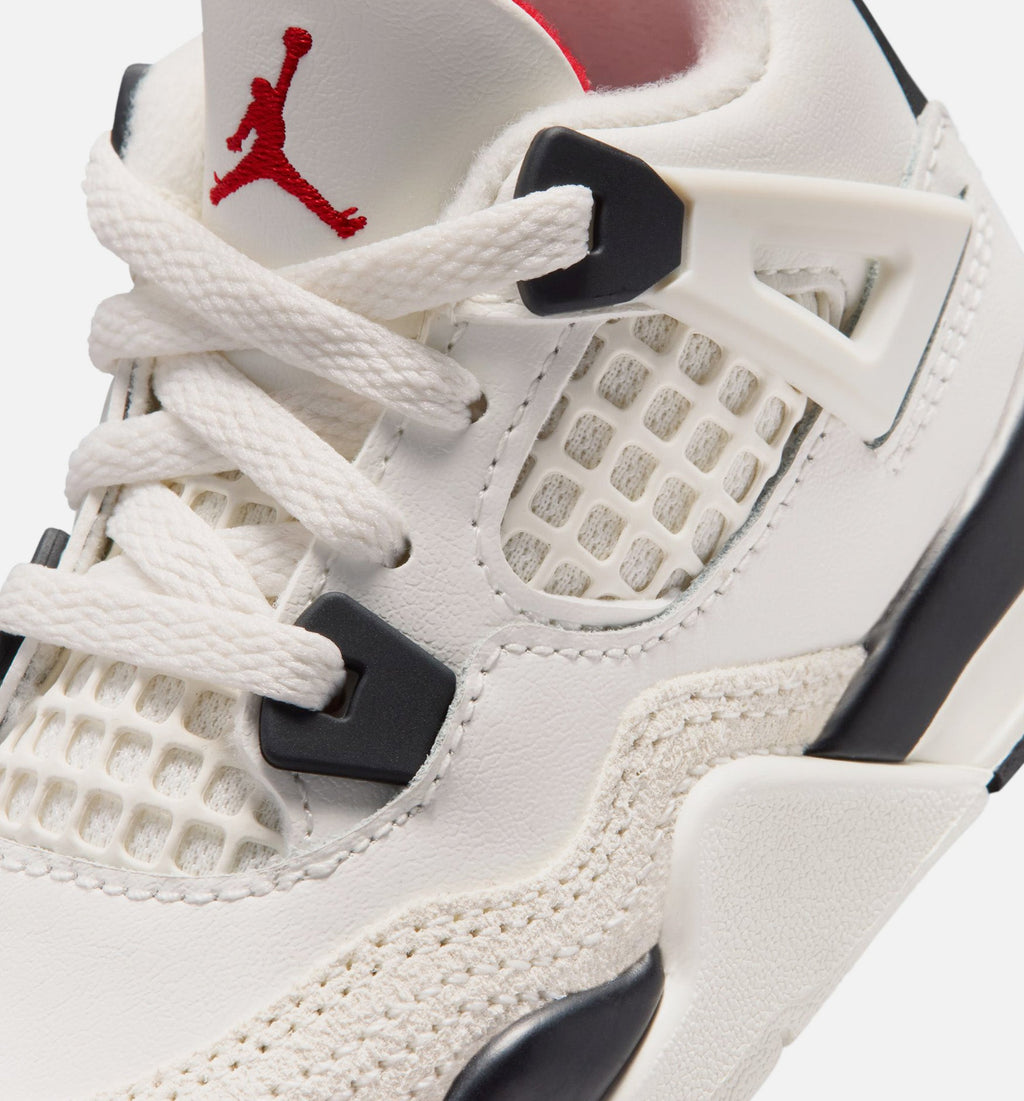 Air Jordan 4 Retro Flight Club Infant/Toddler Lifestyle Shoe - Sail/Black/University Red
