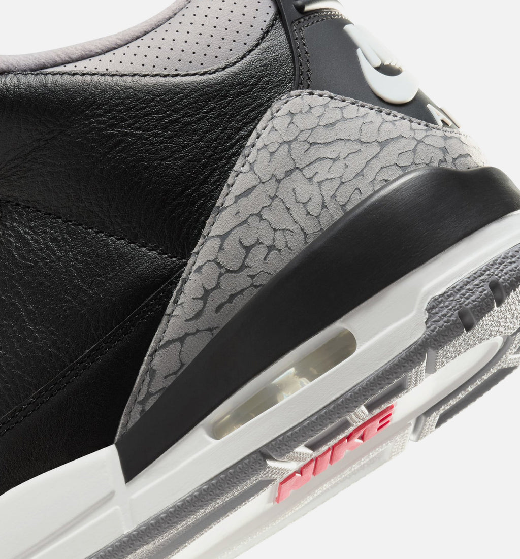 Air Jordan 3 Retro Black Cement Men's Lifestyle Shoe - Black/Fire Red/Cement Grey/Summit White