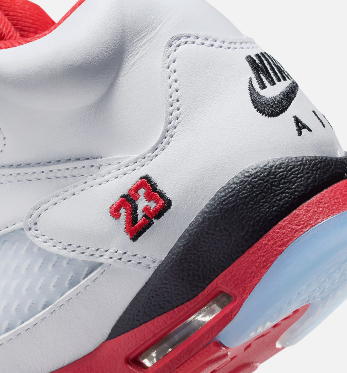 Air Jordan 5 Retro Fire Red Grade School Lifestyle Shoe - White/Fire Red/Black