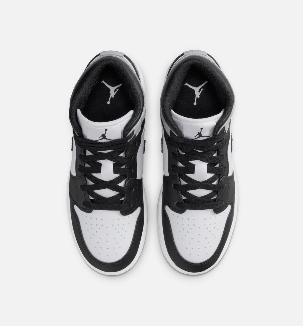 Air Jordan 1 Mid Grade School Lifestyle Shoe - White/Light Smoke Grey/Black