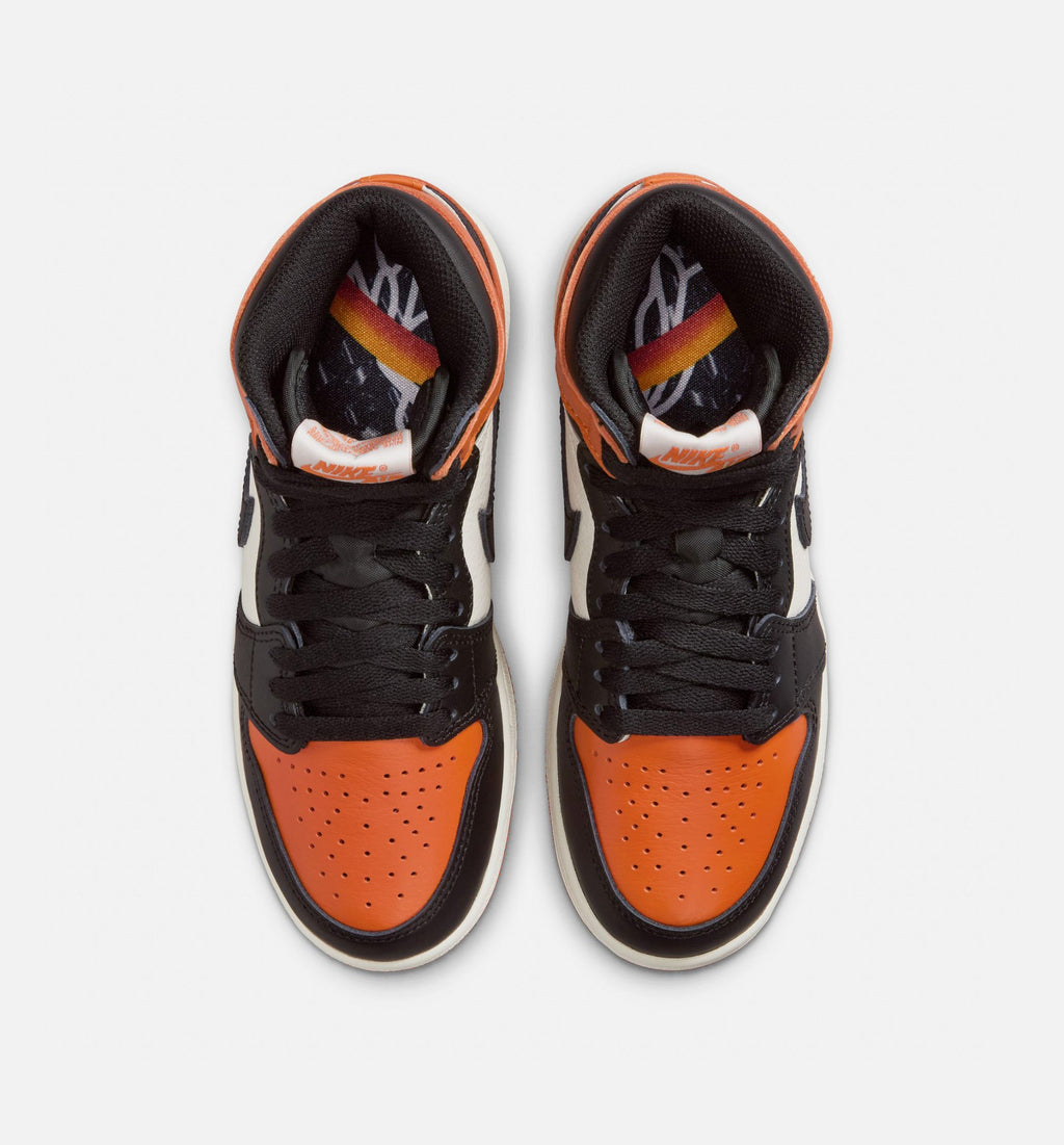 Air Jordan 1 Retro High OG Shattered Backboard Grade School Lifestyle Shoe - Black/Black/Sail/Starfish
