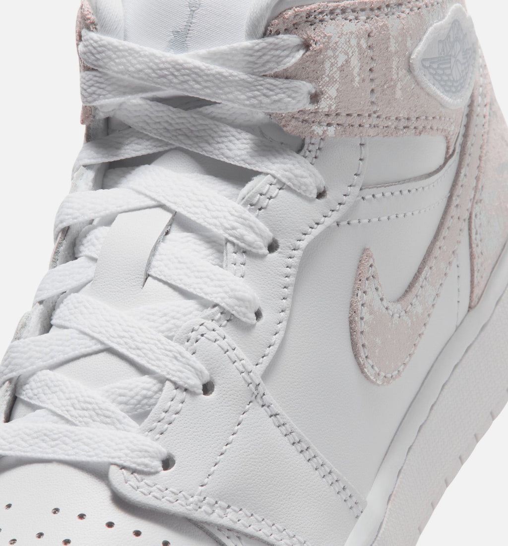 Air Jordan 1 Mid SE Grade School Lifestyle Shoe - WhiteField Silver