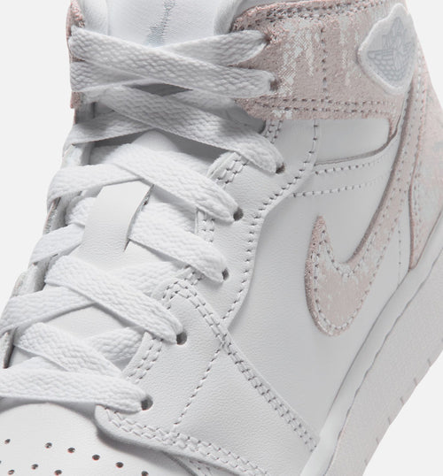 Air Jordan 1 Mid SE Grade School Lifestyle Shoe - WhiteField Silver