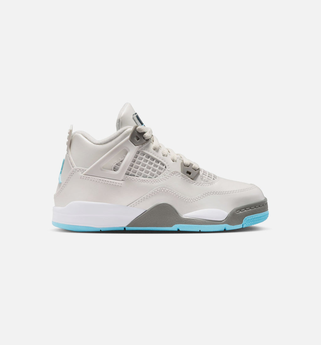 Air Jordan 4 Retro Blue Chill Preschool Lifestyle Shoe - Photon Dust/Blue Chill/Flat Pewter/White/Blue Tint