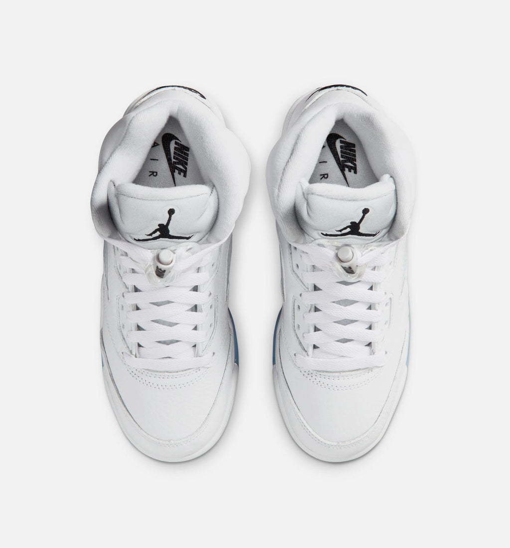 Air Jordan 5 Retro OG White Metallic Grade School Lifestyle Shoe - White/Black/Metallic Silver