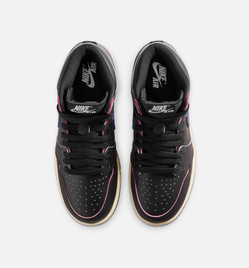 Air Jordan 1 Retro High OG Black and Muslin Grade School Lifestyle Shoe - Black/Black/Muslin